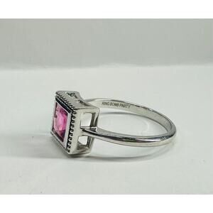 UNIQUE Pink Topaz SQUARE Cut Geometric Ladies Ring Size 10